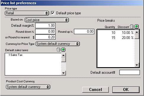 Currency margin list